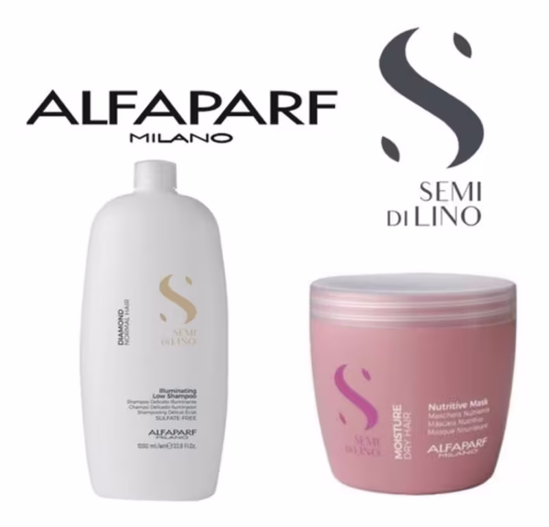 Kit Alfaparf Semi Di Lino Moisture Nutritive + Diamond Illuminating Basic Care, 2 produtos.