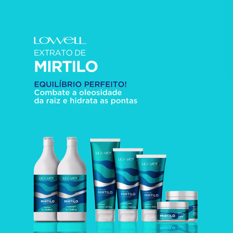 Kit Lowell Extrato de Mirtilo Shampoo Condicionador Máscara Liso Magico Óleo e Pour Toi Parfum Cabelo e Corpo (5 produto