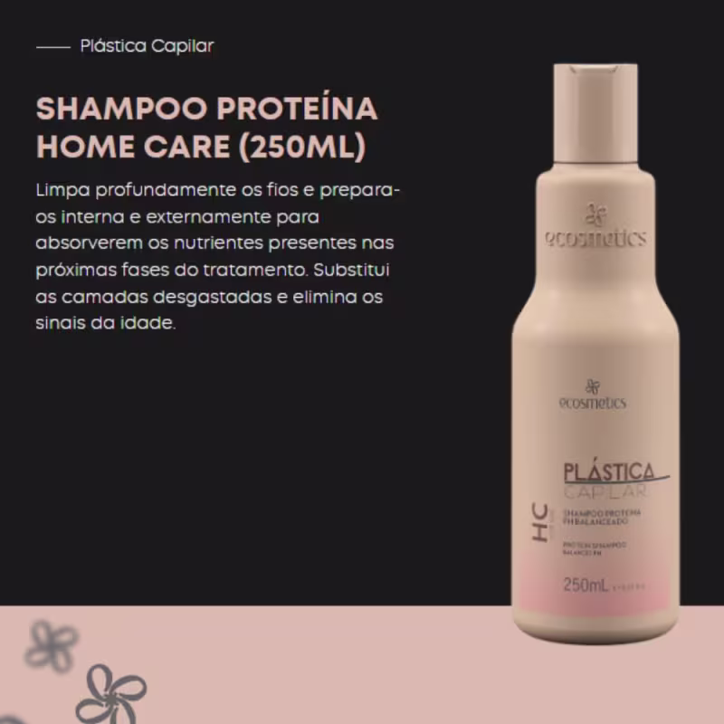 Kit Ecosmetics Plastica Capilar Shampoo 250ml, Máscara 250ml, Leave-in 250ml, Color Glam Blond Oil 60ml