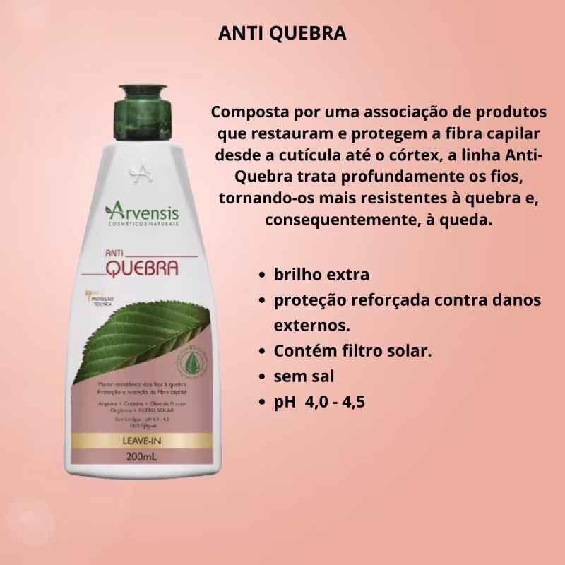 Shampoo Anti-Quebra de Arvensis Cosméticos Naturais. Volumetria 300ml.