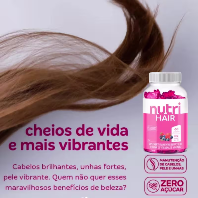 Nutri Hair Vitamina em Gominhas Em Formato de Boca Para Cabelo , Pele e Unhas 60 gomas - Nutrihealth