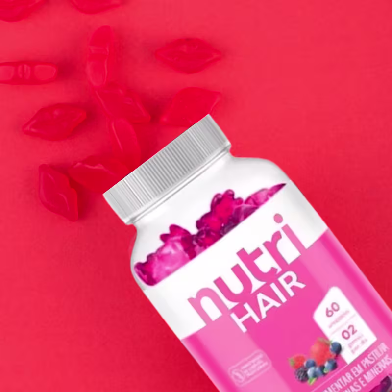 Nutri Hair Vitamina em Gominhas Em Formato de Boca Para Cabelo , Pele e Unhas 60 gomas - Nutrihealth
