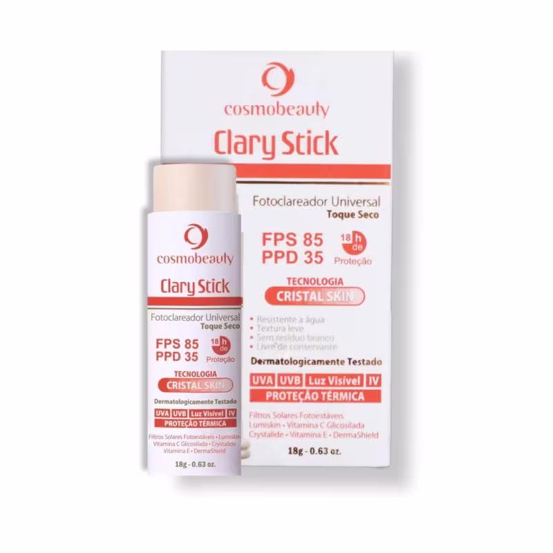 Trata-se de um fotoclareador universal de toque seco, com FPS 85 e PPD 35, oferecendo proteção térmica.