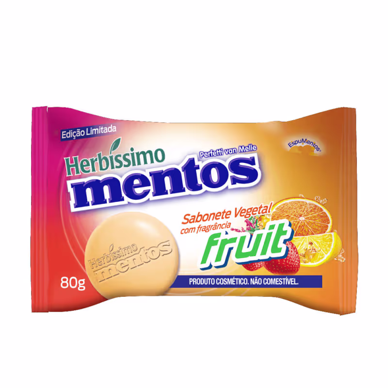 Kit Completo 6 Sabonetes Mentos Vegetal Herbissimo 80g Menta Iogurte Maçã Verde Frutas Limão