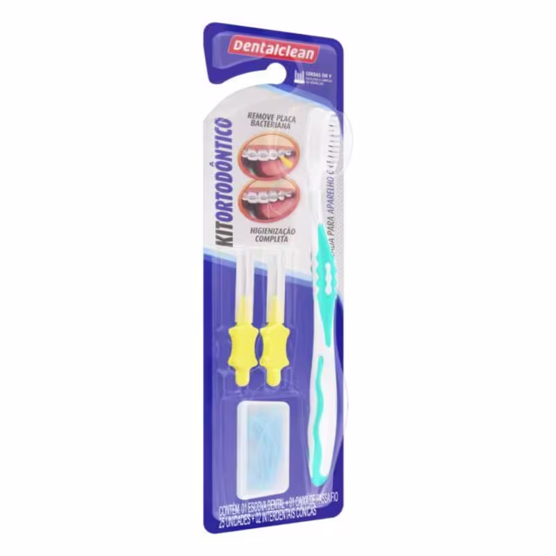 Kit Ortodôntico DentalClean Escova Ortodôntica Interdentais  - Azul
