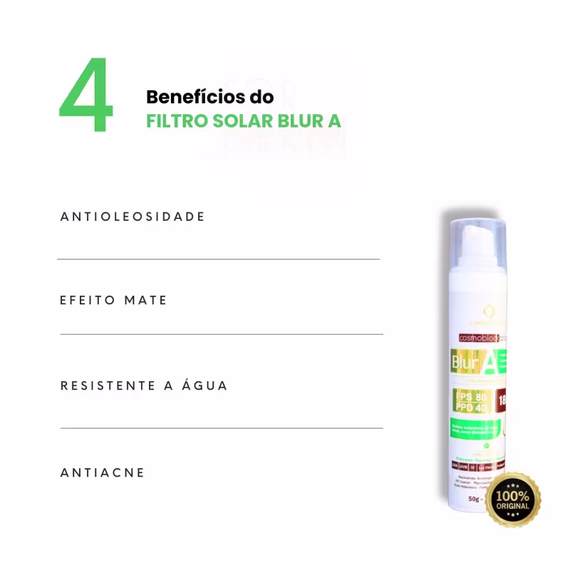 Cosmobeauty Cosmoblock Blur Anti Acne A FPS 80 Bege - Protetor Solar 50g
