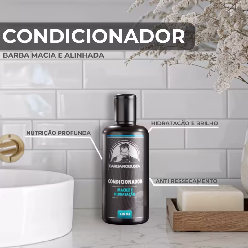 Kit Cuidados Barba Elite Barba Robusta Shampoo, Condicionador, Balm, Óleo, Perfume, Pomada, Pente, Máquina, Necessaire