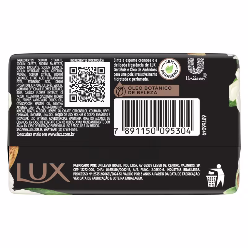 Sabonete em Barra Lux Botanicals Glicerinado Gardênia e Óleo de Amêndoas 85g
