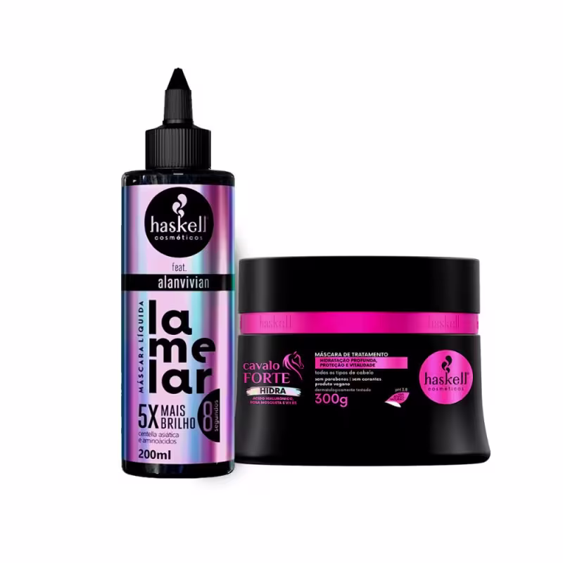 Kit Haskell Lamelar + Cavalo Forte Hidra Duo Care, 2 produtos.