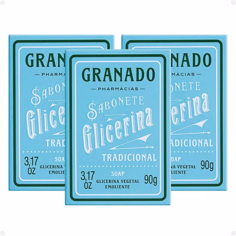 Kit Sabonete Vegetal de Glicerina Granado Tradicional 90g Com 3