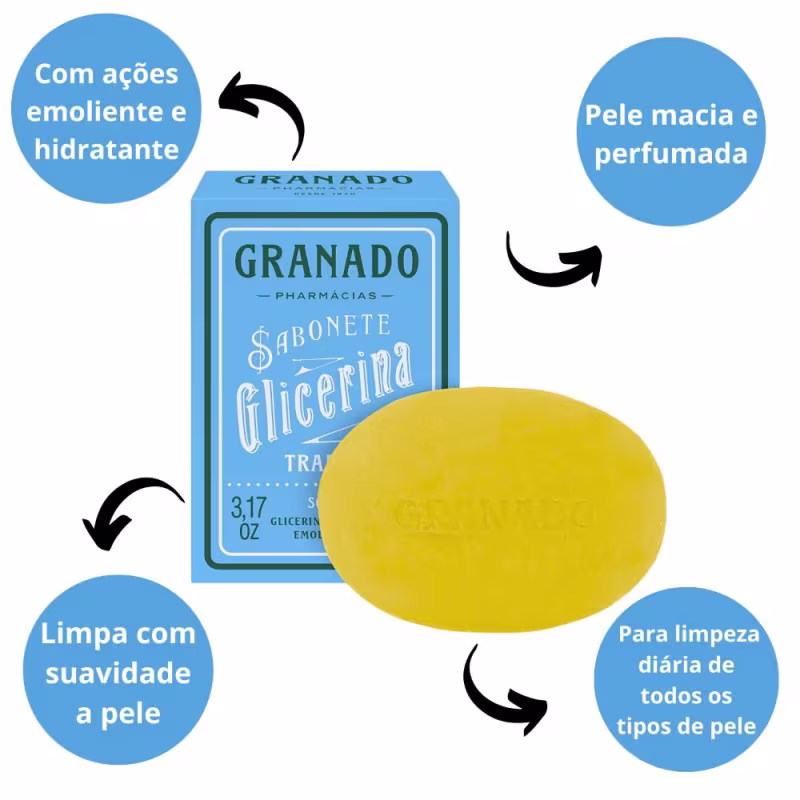 Kit Sabonete Vegetal de Glicerina Granado Tradicional 90g Com 3