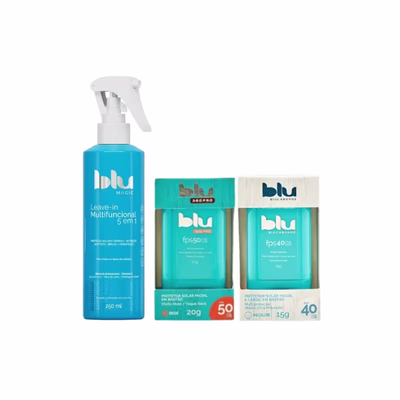 Kit Blu Protetor Capilar 250ml + Filtro Solar Vegano + 360pro