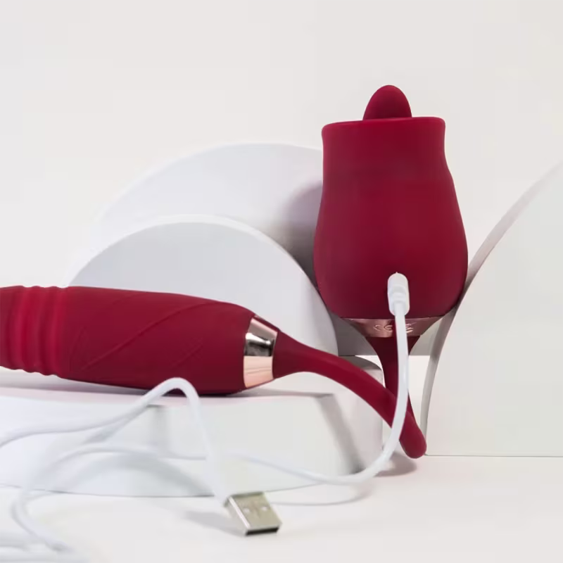 Vibrador Clitoriano e Vai e Vem Língua Daisy Vermelho de Désir Atelier.