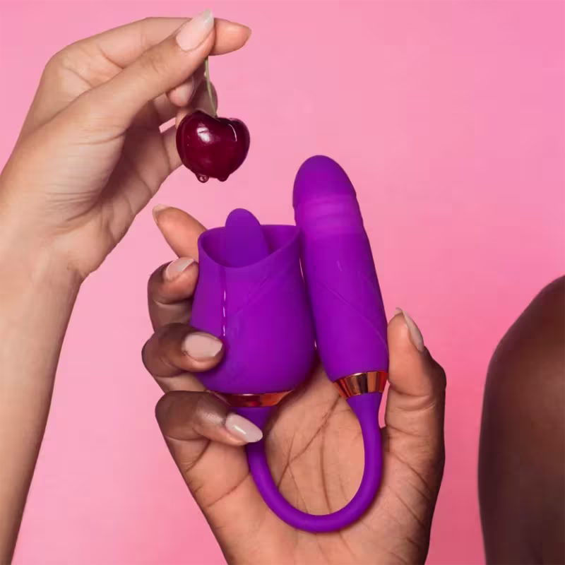 Vibrador Clitoriano e Vai e Vem Língua Daisy Roxo de Désir Atelier.