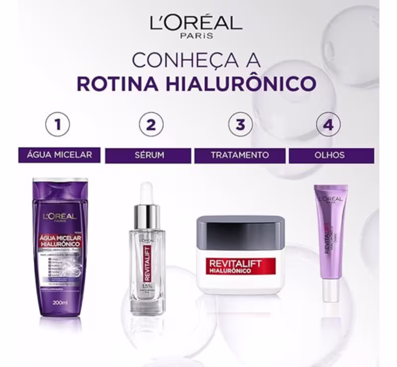 Kit Trio Revitalift Hialurônico Diurno/noturno + Limpeza