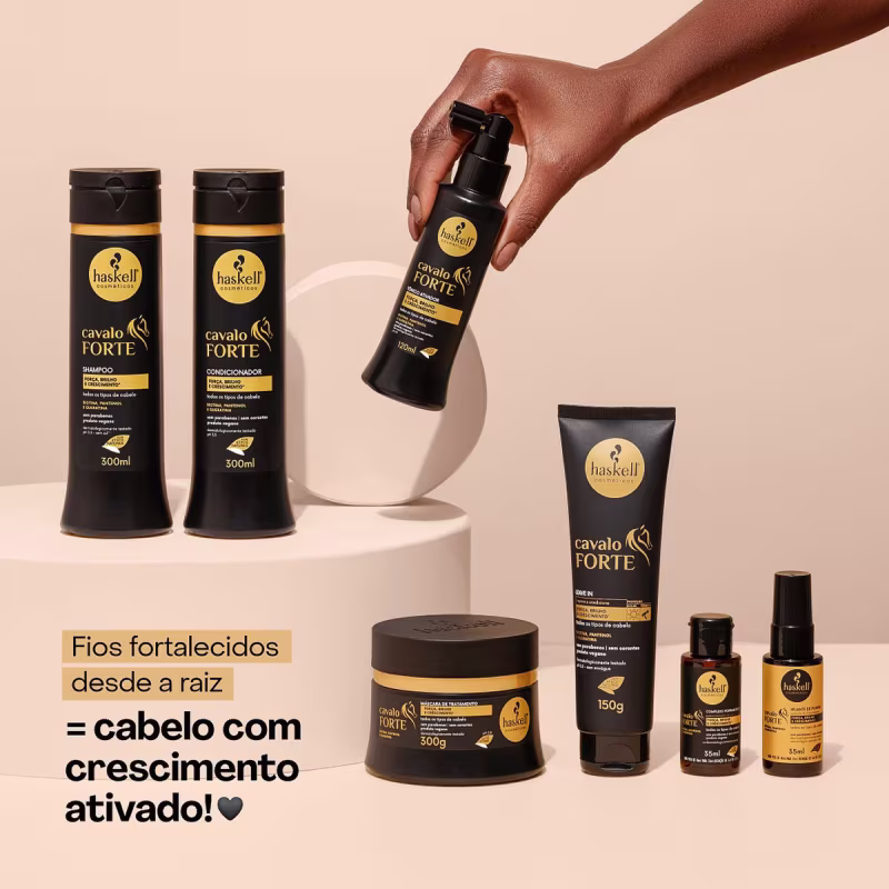 Kit Haskell Cavalo Forte Shampoo Condicionador Leave-in e Lamelar Máscara líquida (4 produtos)