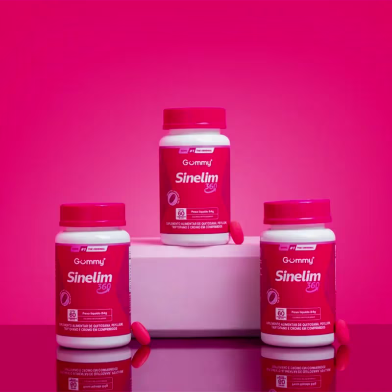 Gummy Sinelim 360 60 Capsulas (Quitosana, Psyllium, Cromo) Emagreca Com Saude Homem E Mulher