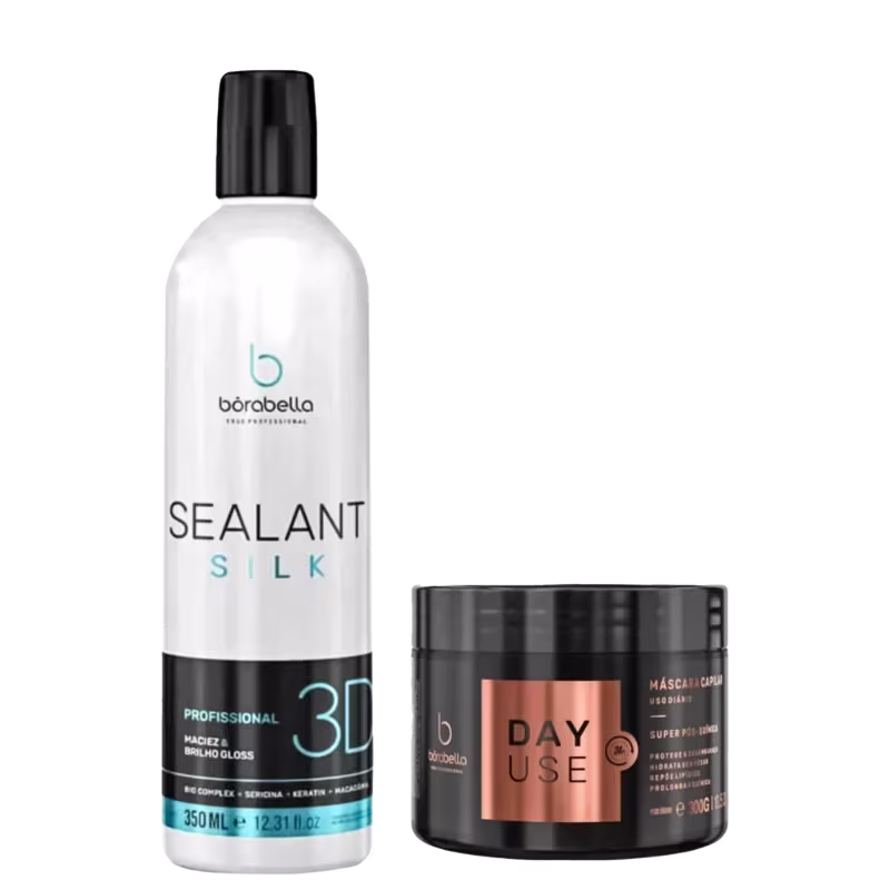 Kit da marca Borabella com Selagem 3D Semi Definitiva Orgânica 350ml + Máscara Capilar Super Pós-Química Day Use 300g