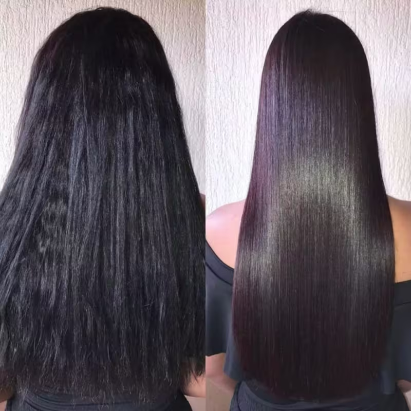 Imagem do antes e depois do uso do Kit Borabella