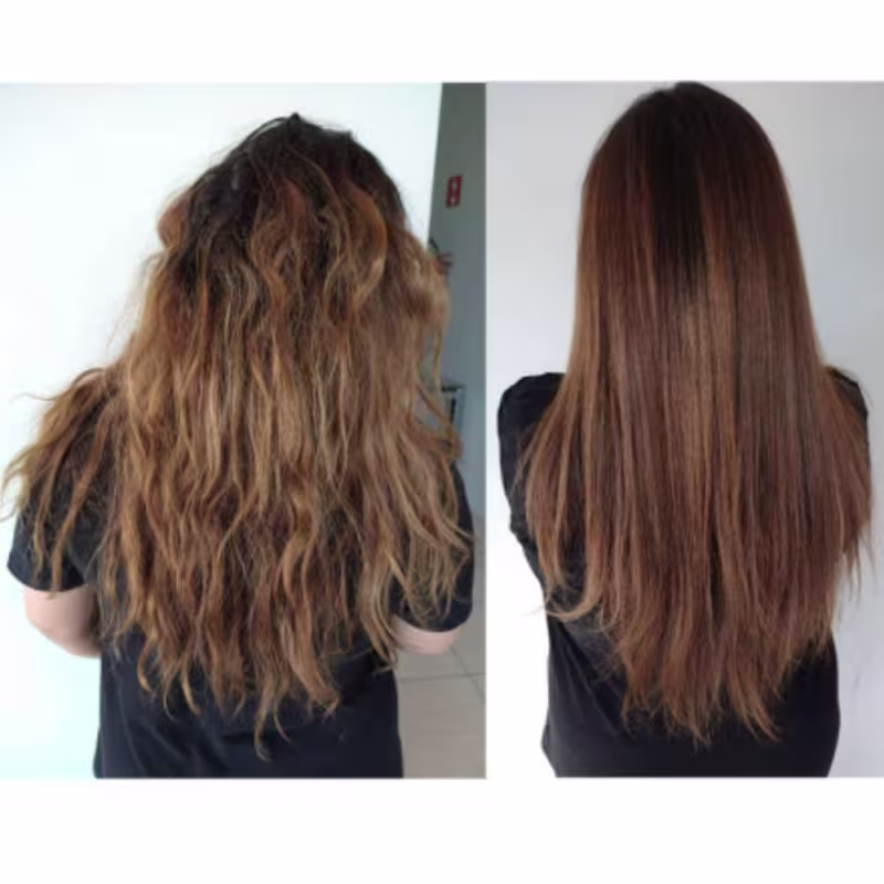 Imagem do antes e depois do uso do Kit Borabella