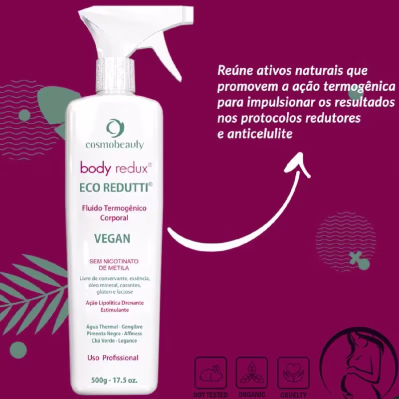 Eco Redutti, Cosmobeauty, Fluido Termogênico Corporal Possui Ação Estimulante Anti Celulite 500G