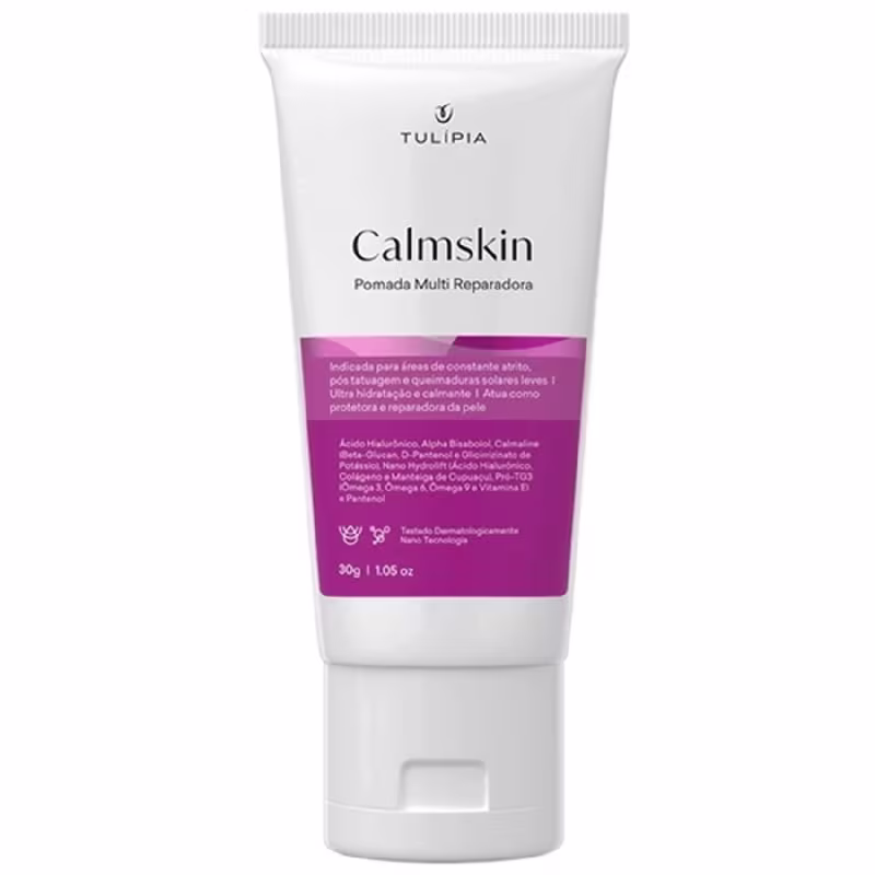 Pomada Multirreparadora Calmskin, da marca Tulípia Cosméticos.