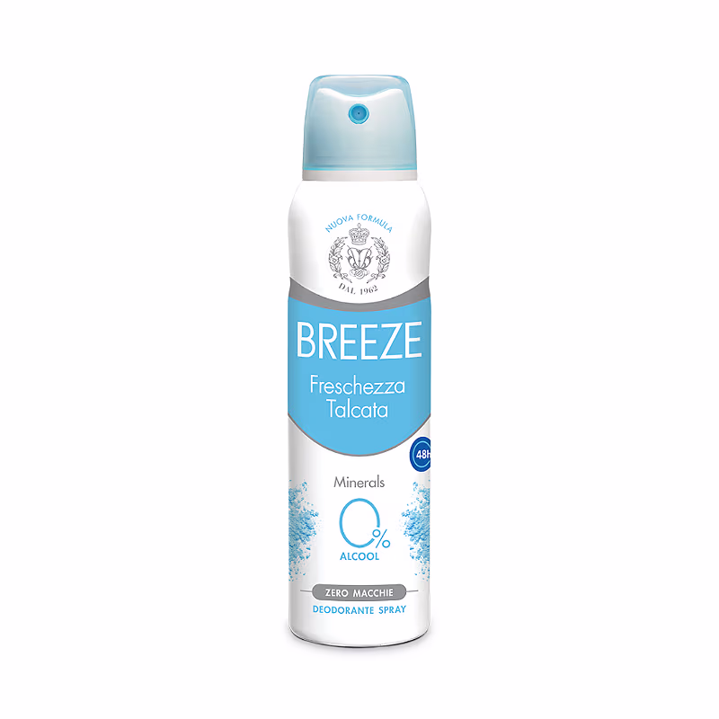 Desodorante Aerosol com a fragrância Talco, da marca Breeze.