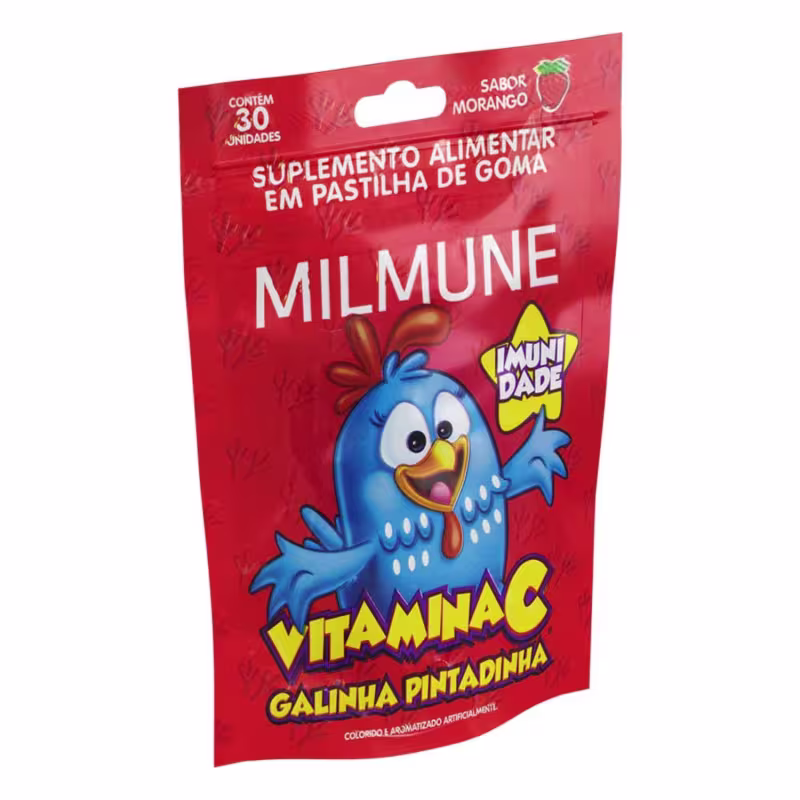 Milmune Vitamina C Galinha Pintadinha Sabor Morango 30 Gomas