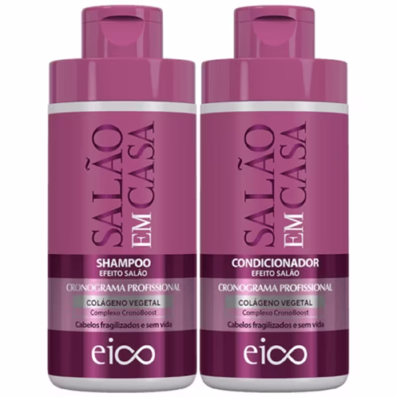 Kit Eico Salão em Casa Cronograma Profissional Shampoo 450ml + Condicionador 450ml Complexo Colageno