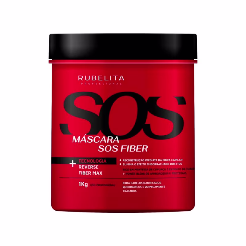 Máscara SOS Fiber 1Kg Rubelita Anti Emborrachamento Capilar