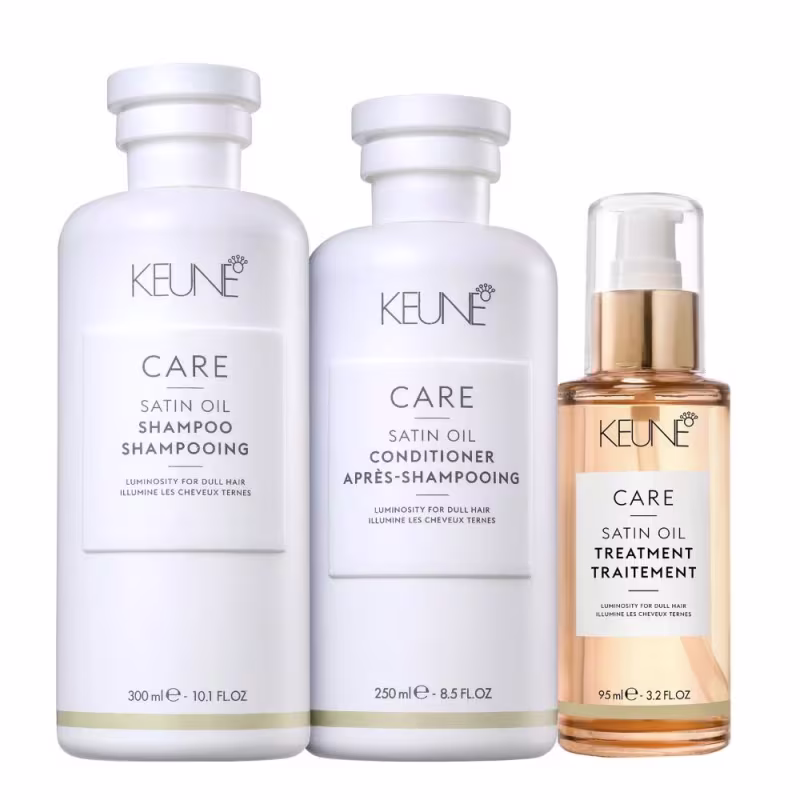 Kit Keune Satin Oil Shampoo 300ml + Condicionador 250ml + Óleo 95ml