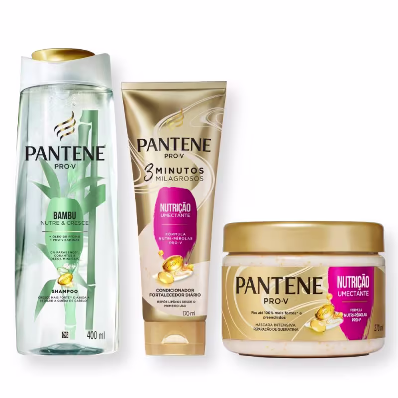 Shampoo Pantene Bambu 400ml + 3 Minutos Milagrosos + Creme Nutrição