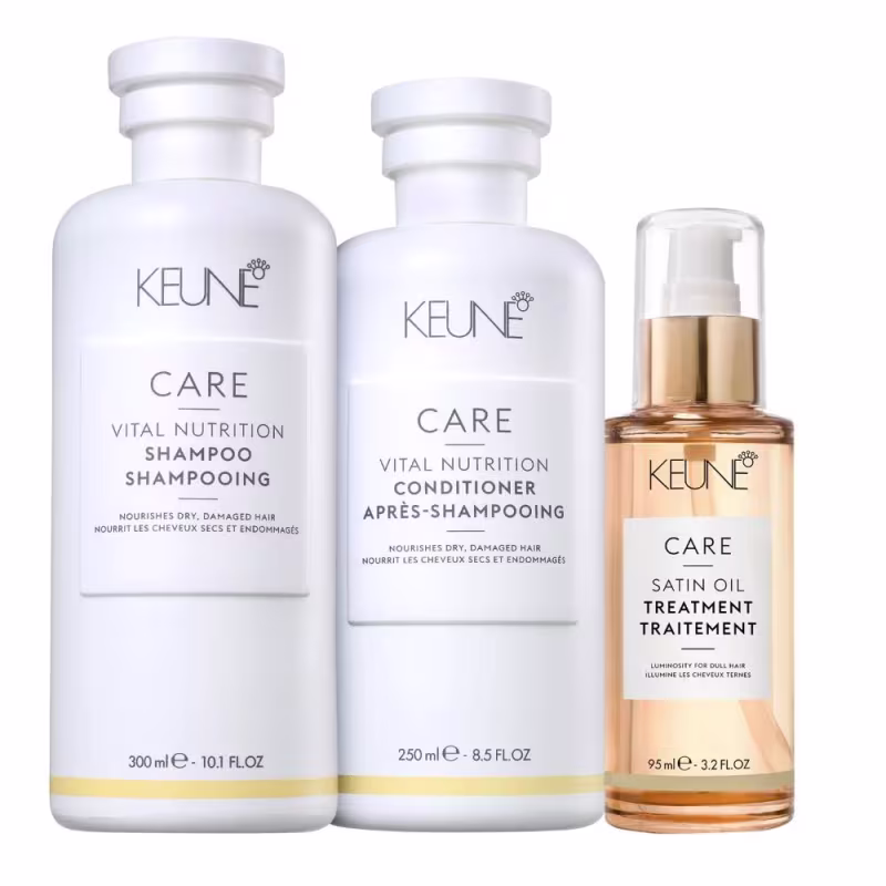 Kit Keune Care Vital Nutrition Shampoo 300ml e Condicionador 250ml + Satin Oil 95ml