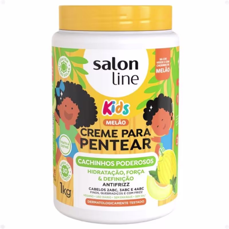 Kit Salon Line Kids 1 Creme para Pentear e 1 Gelatina Antifrizz Melão