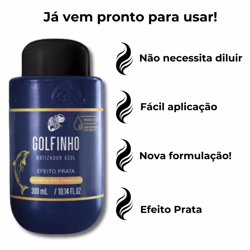 Máscara Matizadora Kamaleão Color Golfinho Matizador Azul Efeito Prata, 300ml.