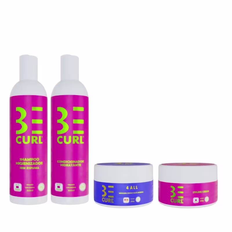 Kit Be Curl Tratamento Cabelos Cacheados e Ondulados (4 Produtos)