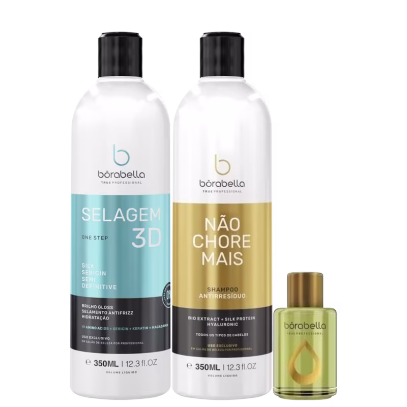 Kit Borabella Selagem 3D + Não Chore Mais + Óleo de Argan (3 Produtos)