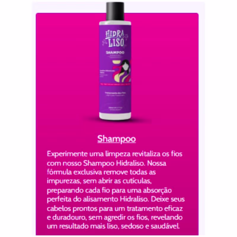 Hidraliso Super Hidratante Mascara de Chuveiro 200ml - Hidraliso Shampoo Preparatório  250ml
