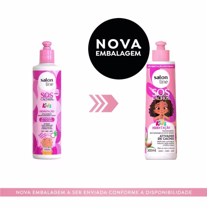 Kit Shampoo + Condicionador + Ativador de Cachos SOS Cachos Kids Hidratação Salon Line