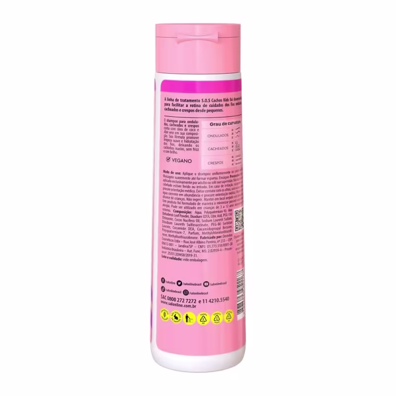 Kit Shampoo Condicionador SOS Cachos Kids Hidratação e Creme Multifuncional Multy Kids Salon Line