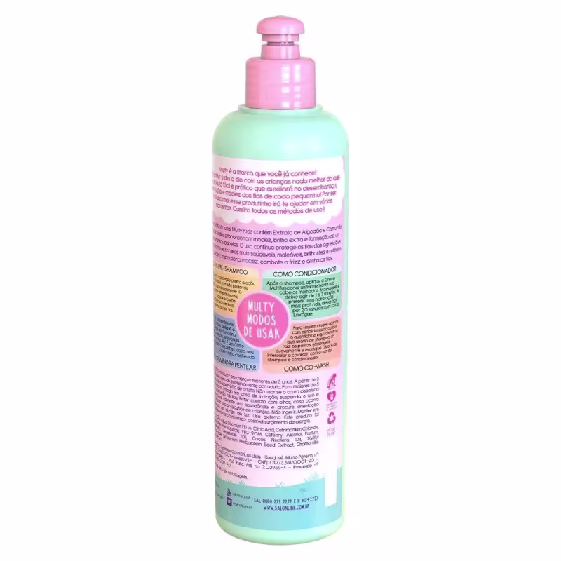 Kit Shampoo Condicionador SOS Cachos Kids Hidratação e Creme Multifuncional Multy Kids Salon Line