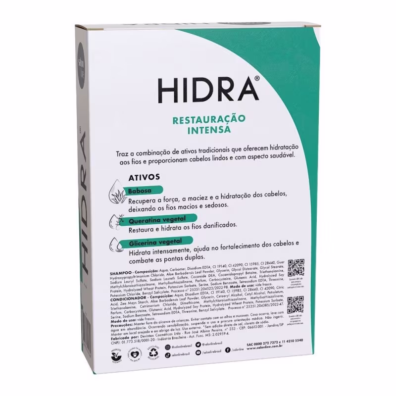 Kit com 2 Shampoos + 2 Condicionadores da linha Hidra + Máscara SOS Hidratação Bio-Reconstrução Salon Line
