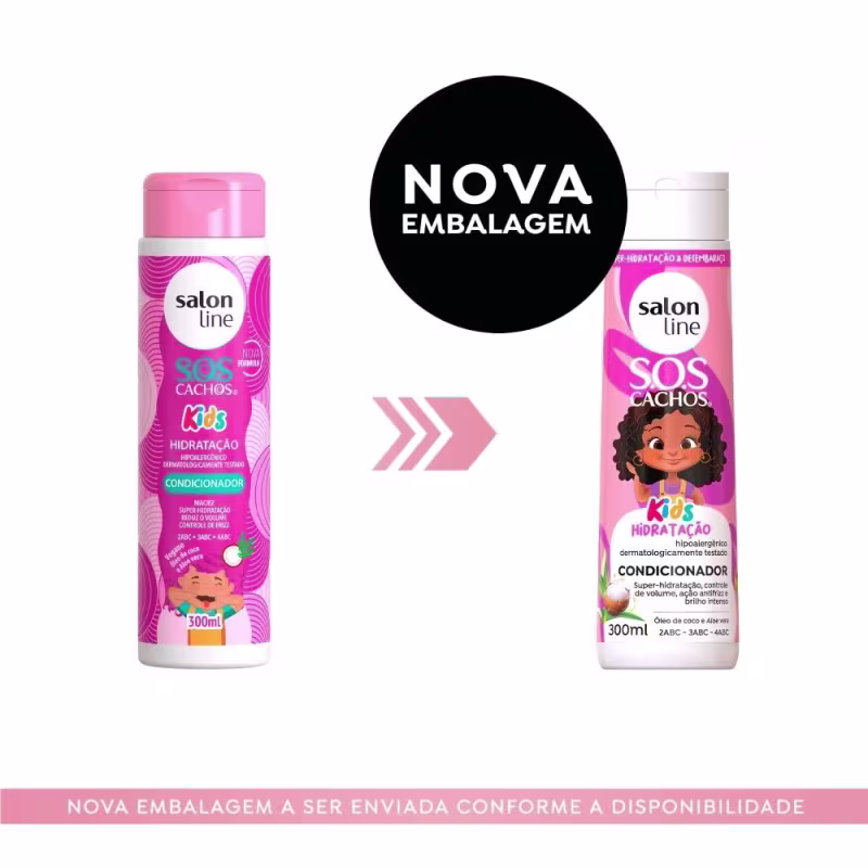 Kit com Condicionador SOS Cachos + Tônico Fortalecedor + Máscara Hidratação Turbinada Salon Line