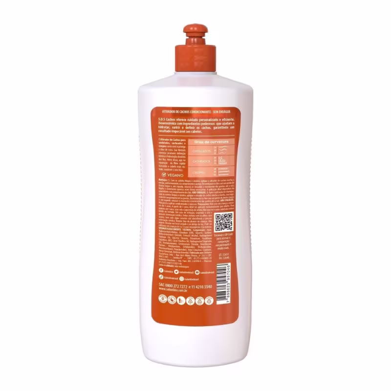 Kit com Creme Para Pentear e Ativador de Cachos SOS Cachos Coco + Máscara SOS Hidratação Bio-Reconstrução Salon Line