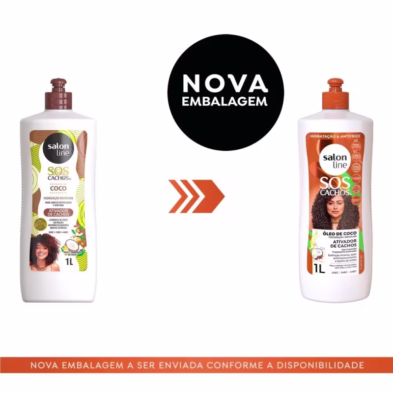 Kit com Creme Para Pentear e Ativador de Cachos SOS Cachos Coco + Máscara SOS Hidratação Bio-Reconstrução Salon Line