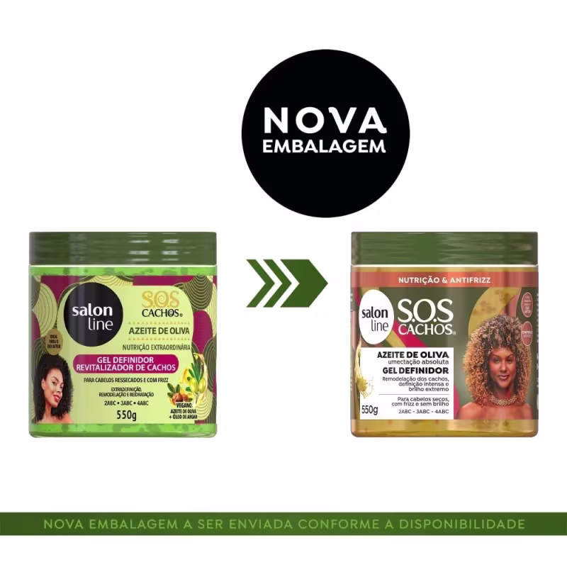 Kit com Gel Definidor + Creme Para Pentear SOS Cachos Coco + Máscara Hidratação Turbinada Salon Line
