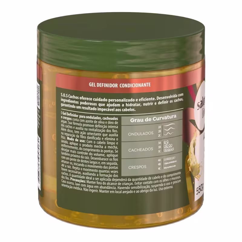 Kit com Gel Definidor + Creme Para Pentear SOS Cachos Coco + Máscara Hidratação Turbinada Salon Line
