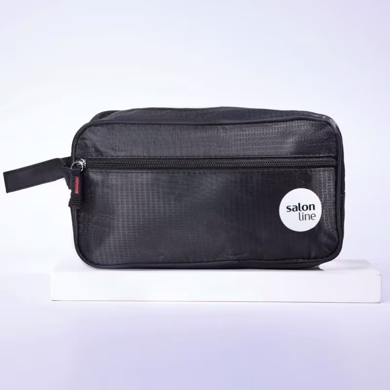 Nécessaire preto com logo da marca Salon Line
