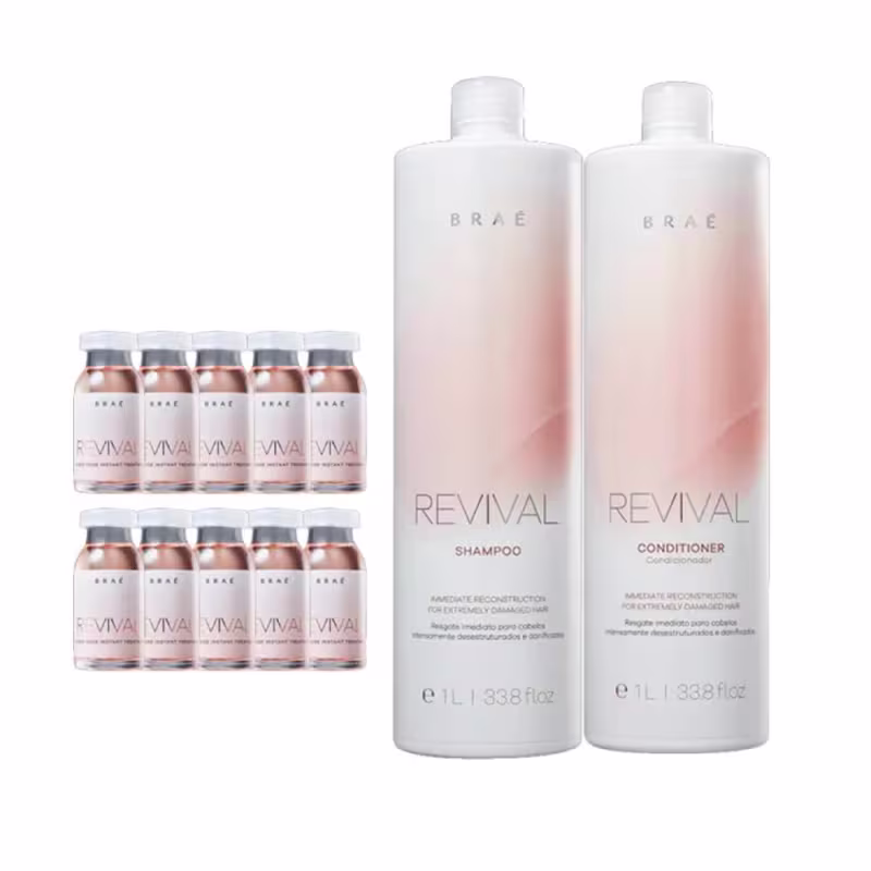 Kit Revival - Shampoo 1L + Condicionador 1L + Ampola Revival 13ml (10Unidades)