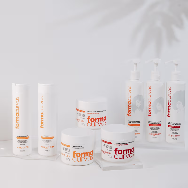 Kit Acquaflora Forma Curvas Shampoo Creme de Pentear Crespos e Gelatina Suave (3 produtos)